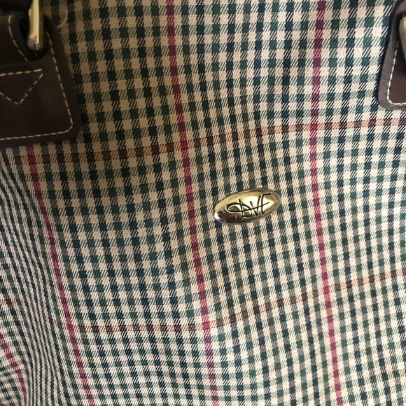 VTG DVF Plaid Weekender Carry On Personal Travel Bag Shoulder Strap Large 20X17” - Picture 9 of 13